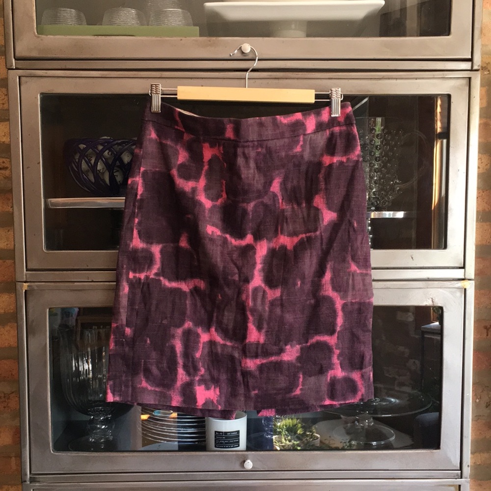 J.Crew Purple/Pink Paintstroke Pencil Skirt